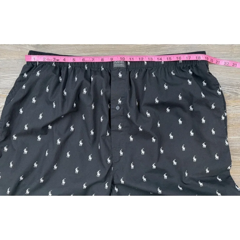 Polo Ralph Lauren Pajama Pants Bottom Mens 1XT (38x32) Black AOP Pony Logo‎